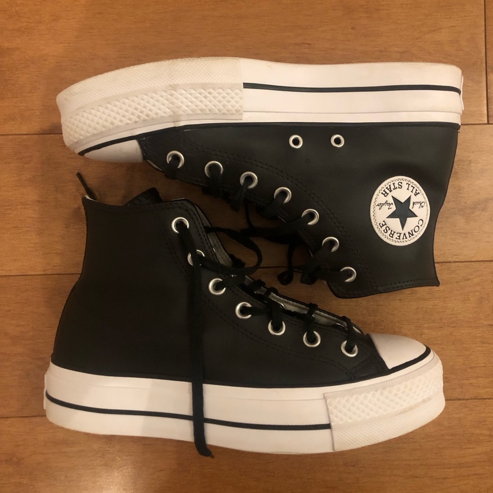 Chuck Taylor All Star Lift Leather High Top, used, women’s size 8.